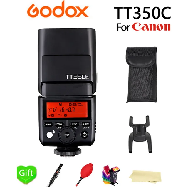 Godox TT350C Flash TTL Wireless X System Camera Speedlite GN36 1/8000s HSS 2.4G Pocket lights for Canon DSLR + Gift | Электроника
