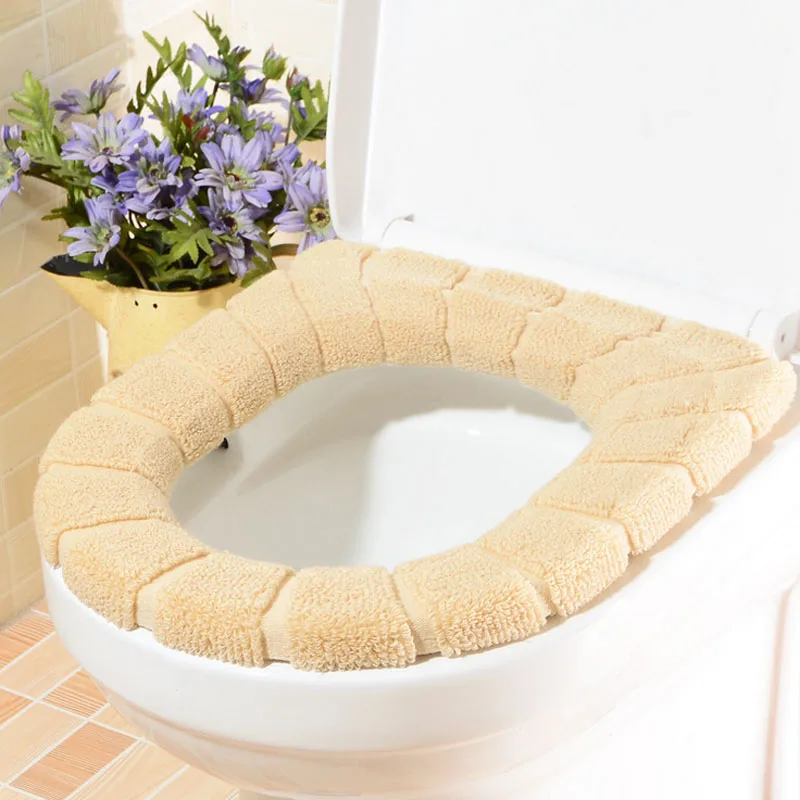 

New qualified 1pc Warm and Comfortable Toilet Seat Covers for Bathroom Products Cotton Pedestal Pan Cushion Pads 7 Color Options