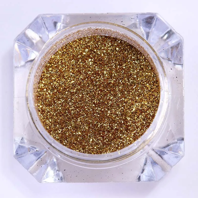1 шт зеркальный блеск для ногтей для гель-лака хромированный пигмент для украшения ногтей алюминиевые хлопья волшебный эффект пудра с блестками - Цвет: gold