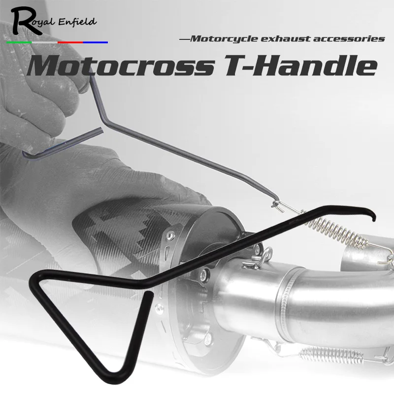 

Motorcycle Motocross muffler pipeT-Handle Exhaust Stand Spring Hook Puller Tool Motorcycle Kart Bike ATV Exhaust Systems Black
