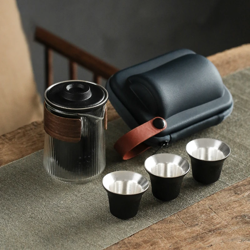  TANGPIN 999 silver and ceramic teapot gaiwan teacup a tea sets portable travel tea set drinkware