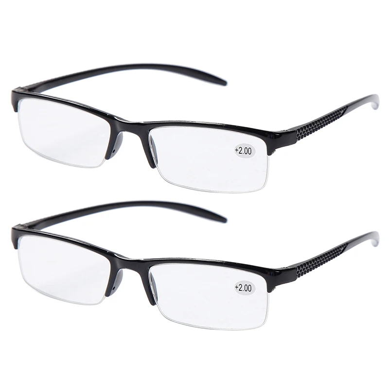 2x Reading Glasses Everyday Use Readers Half Rim Eyeglasses Brand