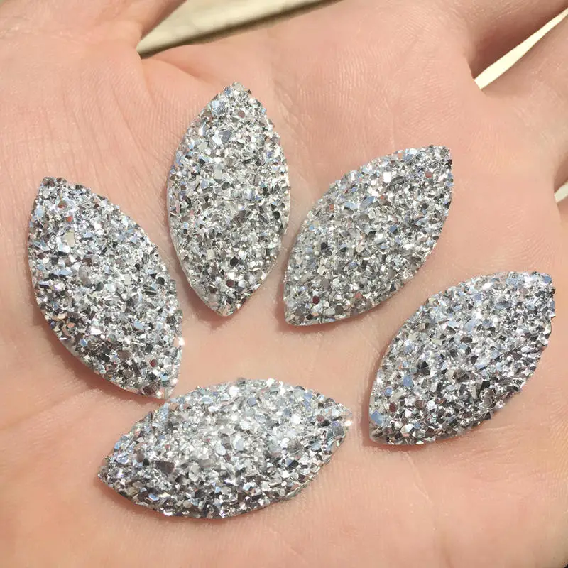 

20PCS DIY 15*30mm Silver Horse eye Rhinestones Crystal Resin Flatback glitters for DIY accessory -S181