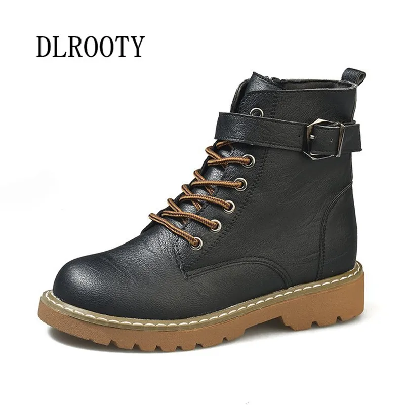 

Women Ankle Martin Boots 2018 Autumn Female Casual Shoes Woman Flat Fashion Platform Round Toe Buckle Strap Solid Comfortable