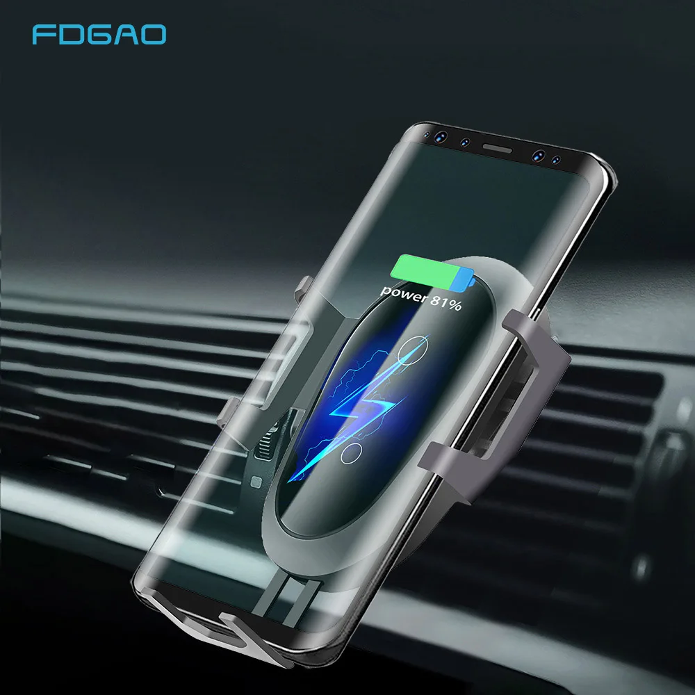 FDGAO QI Wireless Car Charger Phone Holder For iPhone X XS XR 8 Plus 10W USB Fast Charger Car Gravity Stand For Samsung S9 S8