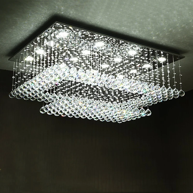 

Modern Design Rectangle Two Tone Rain Drop Crystal Chandelier Curtain Lights for Living Room Bed Room Parlor Indoor Lighting