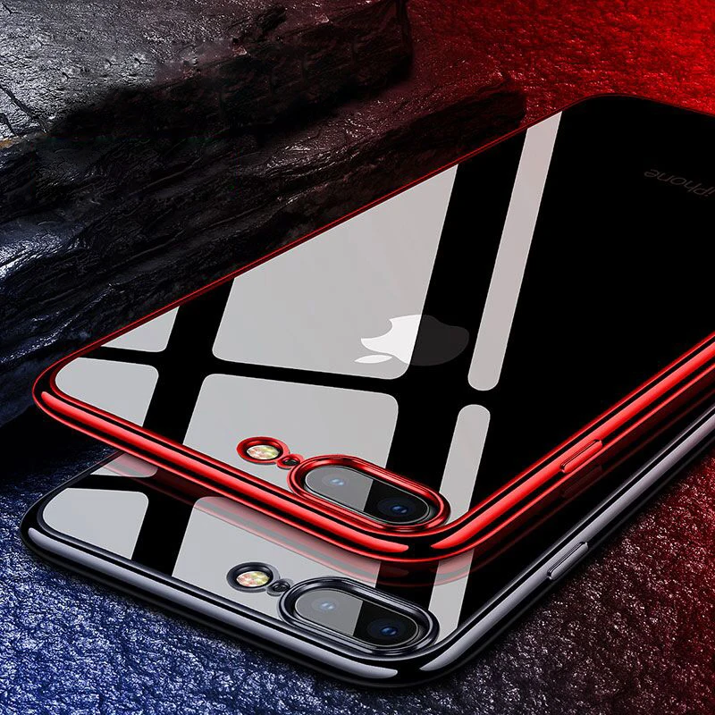 

Clear Silicone Crystal Plating TPU Soft Phone Case Cover For iPhone 6 6S 7 8 Plus X XS Max 11 Pro Max 8Plus Back Plated Cases