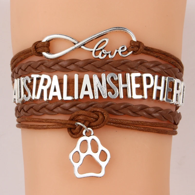 NCRHGL Бесконечная любовь мужской браслет с надписью "Австралийская овчарка" браслет браслеты животное амулет лапа плетеные браслеты ювелирные изделия для мужчин женщин Прямая