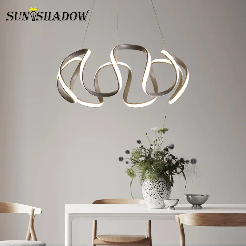 

Home Luminaires Modern Led Pendant Lights For Dining room Kitchen Living room Lights Ceiling Mounted Fixtures Pendant Lamp Gray
