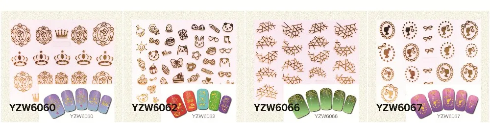 YZWLE 1 лист Горячие золотые стикеры 3D на ногти Nail Art DIY ногтей декоративные наклейки фольга обертывания Маникюр Инструменты для укладки(YZW-6023