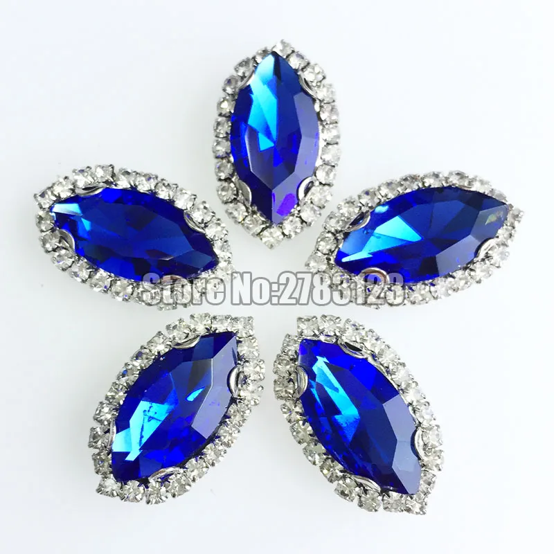 7x15 мм 9x18 Royalblue Серебряное основание стеклянной кристаллической пряжки высокое