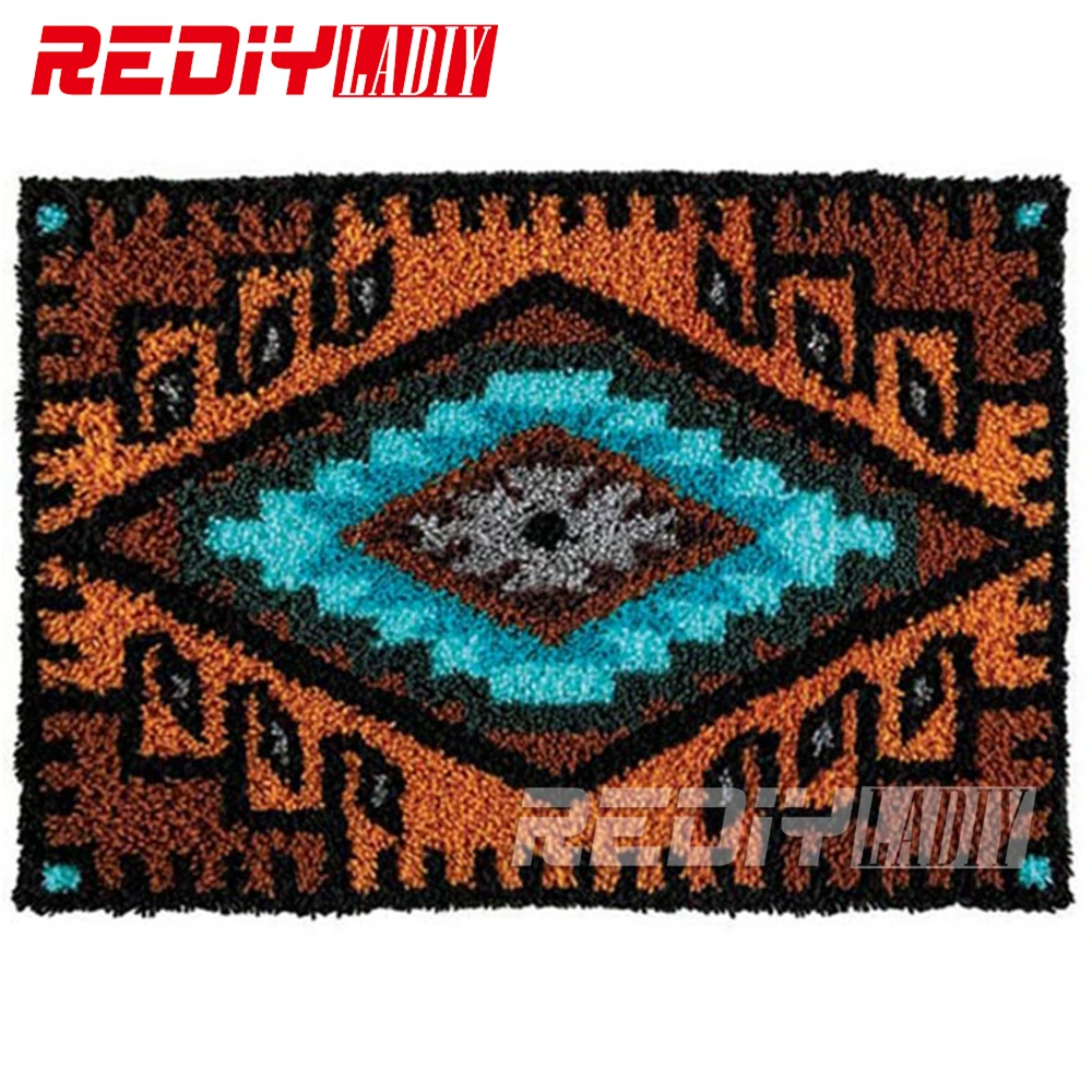 REDIY LADIY Latch Hook Rug Floor Mat Wall Tapestry Turkism Pattern Pre