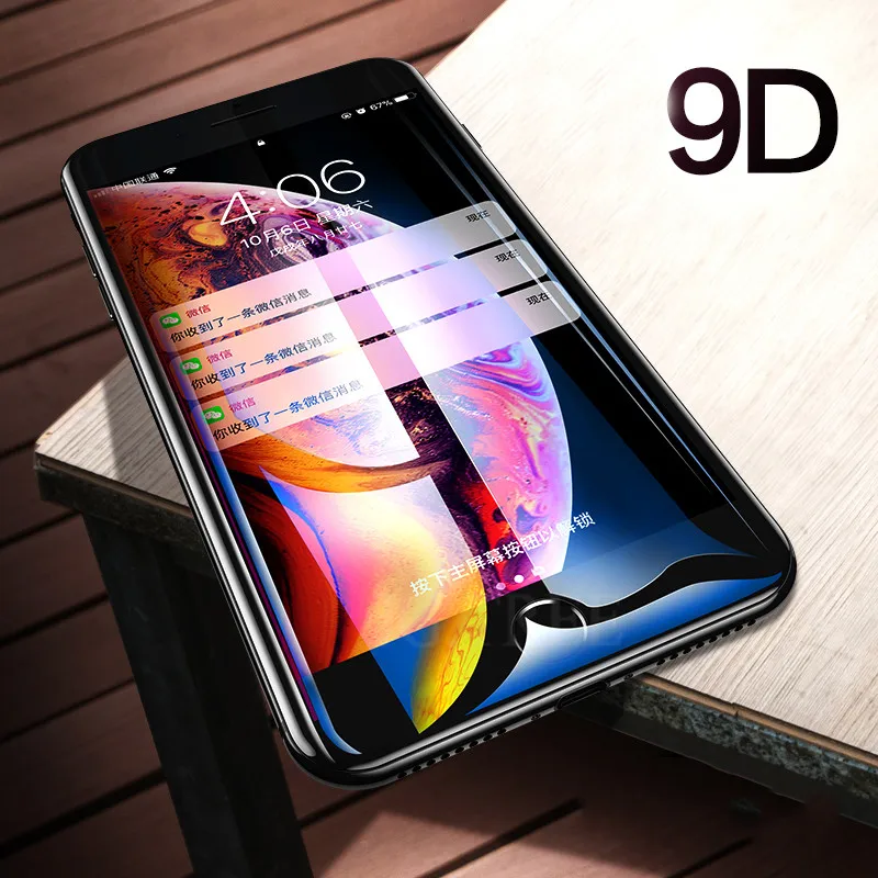 9D полное покрытие Защитное стекло для iphone X Xs Max Xr Защита экрана 6 6S 7 8 plus 7plus
