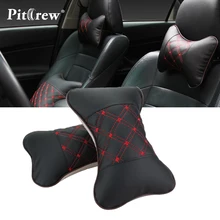 2 шт./лот) автомобиль Подушка Шеи ПУ Кожа Просто Дышите Авто Глава Шея Отдых Подушка Подголовник Подушка Pad(4 Цветов