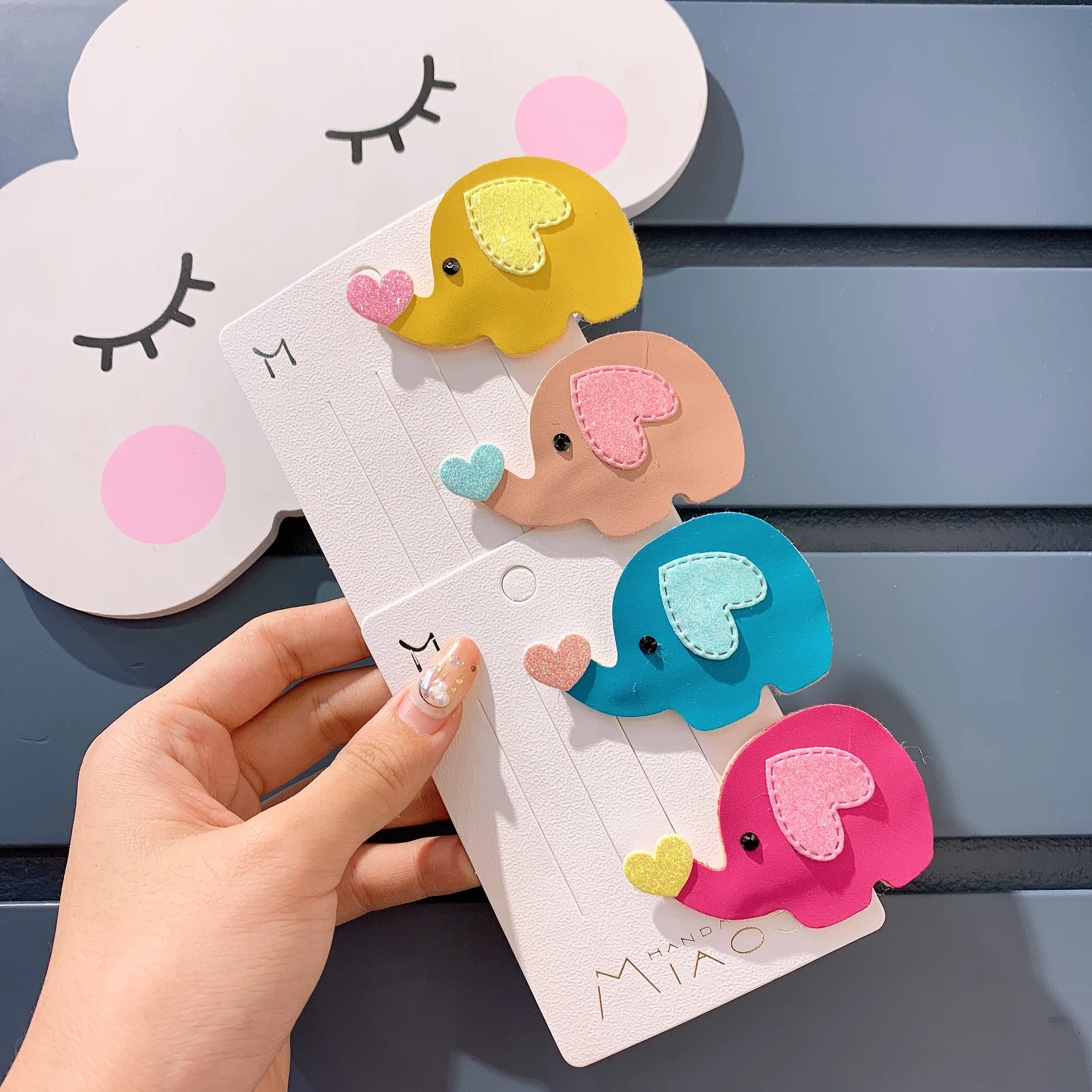 

Korean Japan New Cartoon Elephant Cute Kids Children Girls BB Hairpins Hair clips Head wear Accessories-SWC5