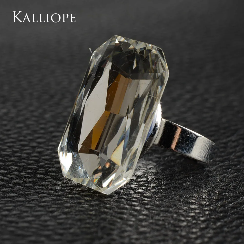2017 anillos прямоугольный кристалл Стекло металлический Регулируемый Кольца модные