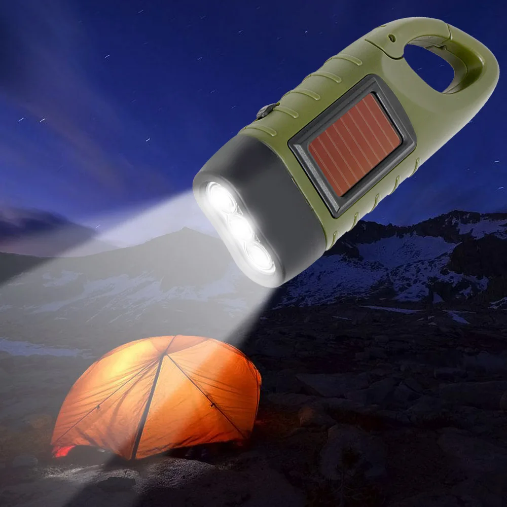 Профессиональный портативный светодиодный ручной Динамо-фонарь на солнечной энергии для кемпинга, альпинизма, традиционного дизайна
