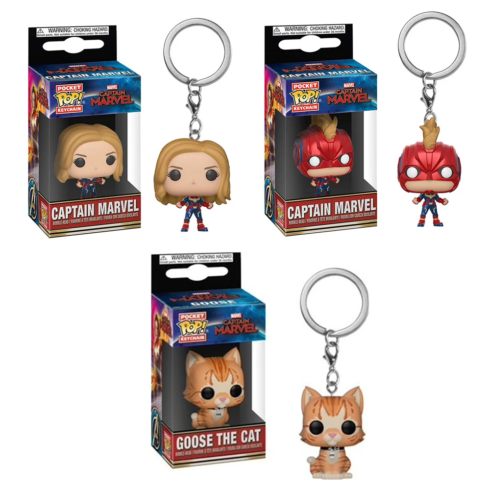 

FUNKO POP Captain Marvel Goose the cat Pocket Pop Keychain The Avengers Movie Characters Action Figure Collectible Model Toys