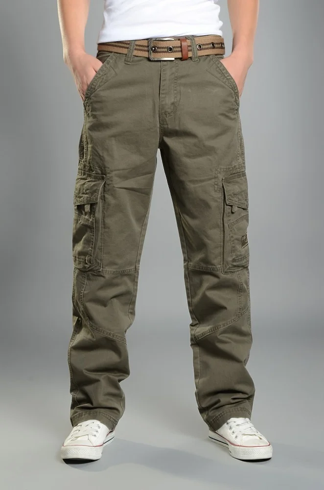  Mens Cargo Pants Casual Mens Pant Baggy Regular Cotton Trousers Male Combat Military Tactical Pants