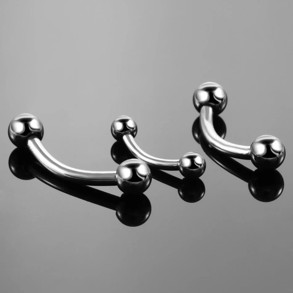 10Pcs/lot 16G Titanium Eyebrow Piercings Internally Threaded Curved Banana Rings Helix Earring Eyebrow Rod in Tongue Lip Rings