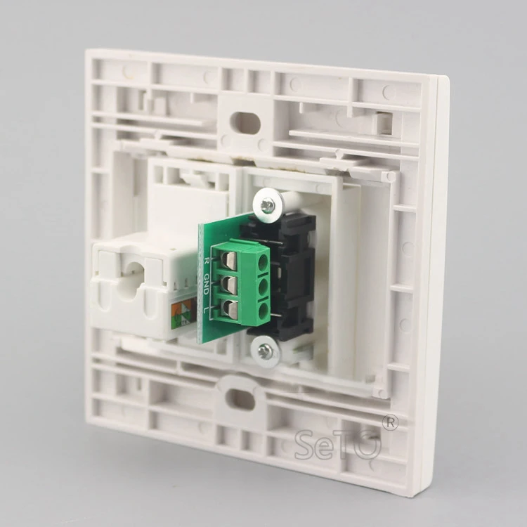 Сэто из 86 Тип гигабитный сетевой RJ45 Cat6+ красно-бело-аудио розетка настенная тарелка Keystone Лицевая панель