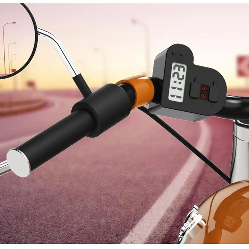 Универсальное USB мотоциклетное водонепроницаемое зарядное устройство мотоцикл адаптер Электрический велосипед Цифровой Вольтметр Манометр руль автомобиль-Стайлинг