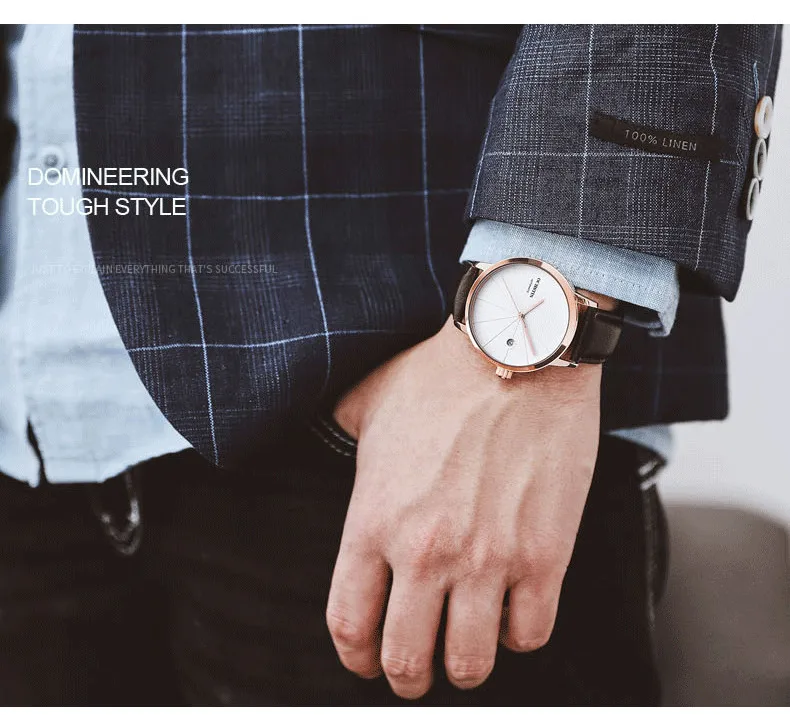 Ochстин Топ бренд Роскошные мужские часы Дата спортивные автоматические механические часы мужские часы Простой стиль кожаные Наручные часы