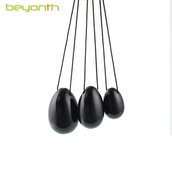 

BEYONTH 3pcs Natural Black Obsidian Yoni Egg for Kegel Exercise Pelvic Floor Vaginal Muscle Exerciser Jade Egg Massage Ball