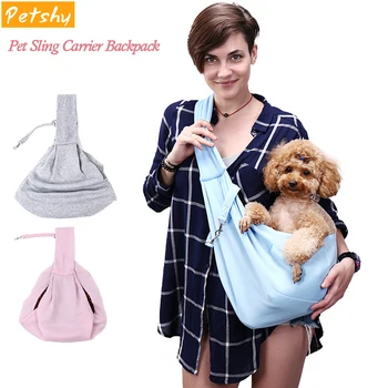 

Petshy Hands-Free Reversible Small Dog Cat Sling Carrier Bag Outdoor Travel Tote Puppy Kitty Pet Double-sided Pouch Shoulder Bag