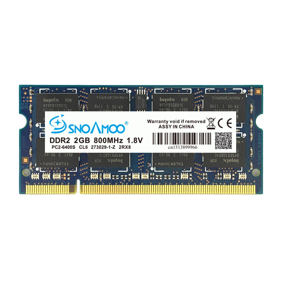 SNOAMOO محمول الكباش DDR2 2 جيجابايت 667 ميجا هرتز-800 ميجا هرتز PC2-6400S 200Pin 1.8 فولت 2Rx8 SO-DIMM الكمبيوتر الذاكرة الضمان
