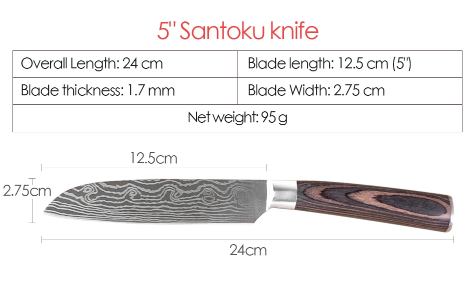 4 в 1 высокое качество поварские Ножи Имитация дамасской стали Santoku кухонные ножи острые фрукты овощи мясо кухонные ножи