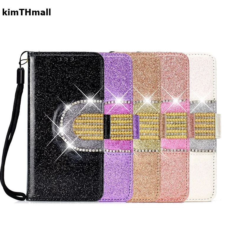 

Case For Huawei P Smart FIG-L21 FIG-LX1 flip cover for Huawei P Smart case Bling Glitter Mirror Diary wallet case kimTHmall