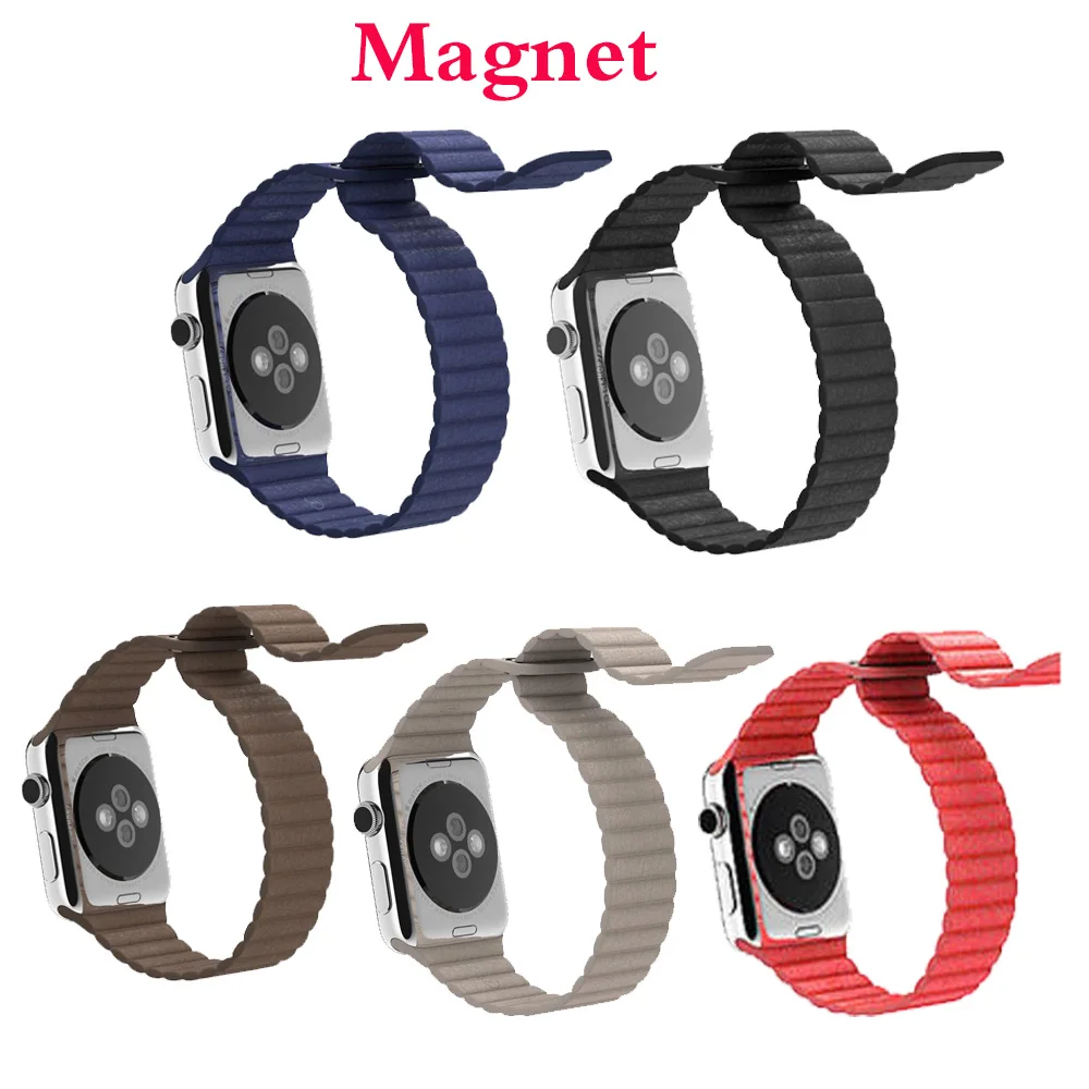 

Watchbands for Apple watch 100% Original Design bracelet Leather Loop strap Adjustable Magnetic Closure watchband For iwatch