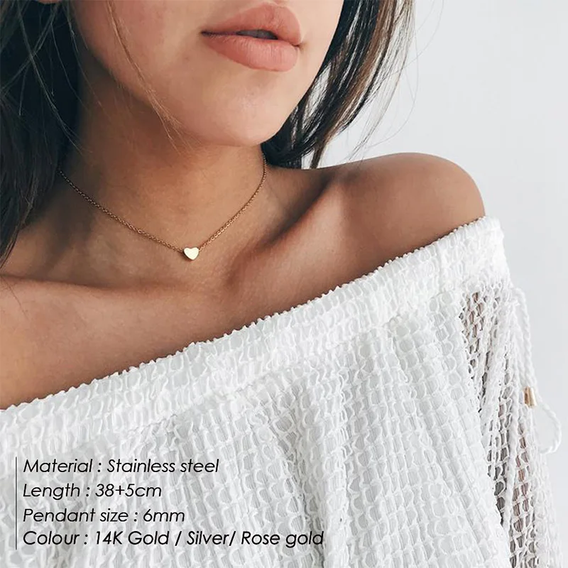 gold pendant eManco gold stainless steel heart necklace women aesthetic chokers necklace for women wholesale fashion jewelry crystal pendant Necklaces & Pendants