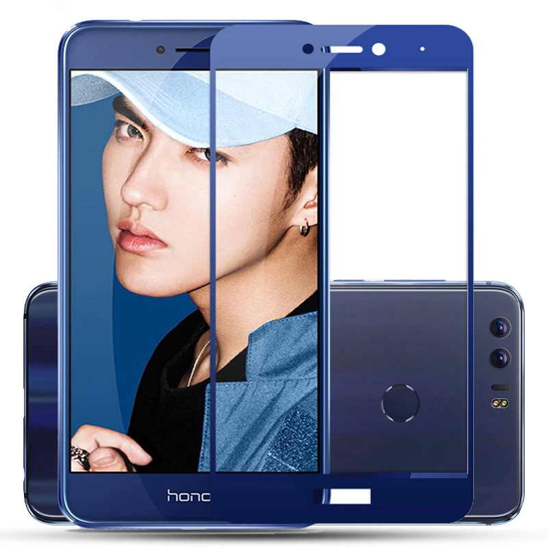 3D Edge для huawei Honor 8 Lite, закаленное стекло, защитная пленка для экрана, для Honor 8 Lite, синяя, полное покрытие, закругленные края, золото