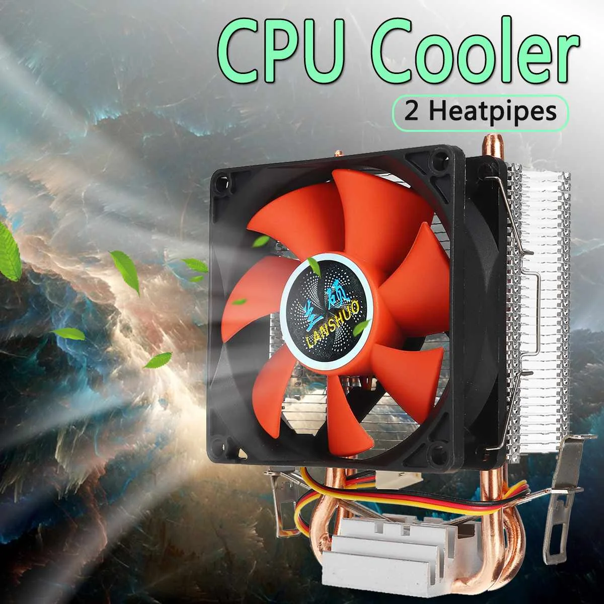 

8cm 80mm Mini 2 Heatpipes PC CPU Cooler Heatsink Computer Cooling Fan for LGA 775/1155/1156 AMD AM2 AMD3 Free Shipping