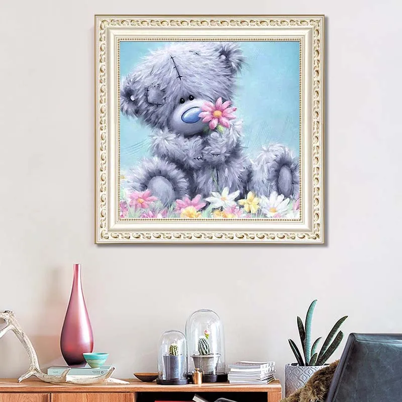 5D Diy Diamond Painting Animal Teddy Bear Cross Stitch Round Mosaic Craft Embroidery Needlework Home Paintings | Дом и сад