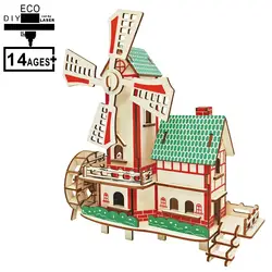 Ветра и воды ремесел модель головоломка DIY Дети 3D деревянные головоломки родитель-ребенок интерактивные игрушки деревянные развивающие