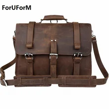 Lo nuevo De Alta Calidad de Crazy Horse Para Hombre Hombro Bolsa De Mensajero Maletín de Cuero Genuino de la Vendimia 15.6 “Laptop Case bgs LI-645