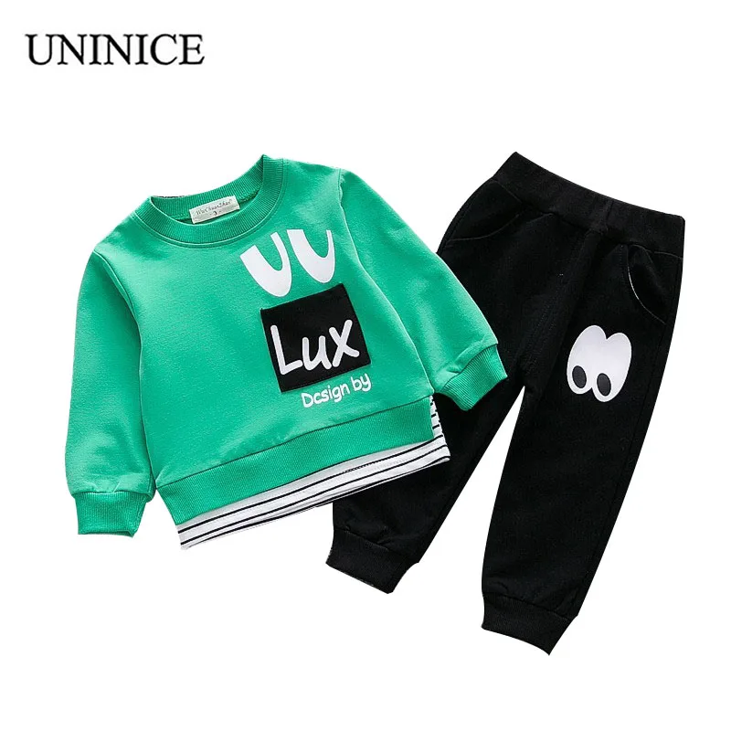 DOSOMA Children Clothing Boys Cotton Letter Printing Sweater+Cartoon Pant 2Pcs 2018 Spring Set Tracksuit For |