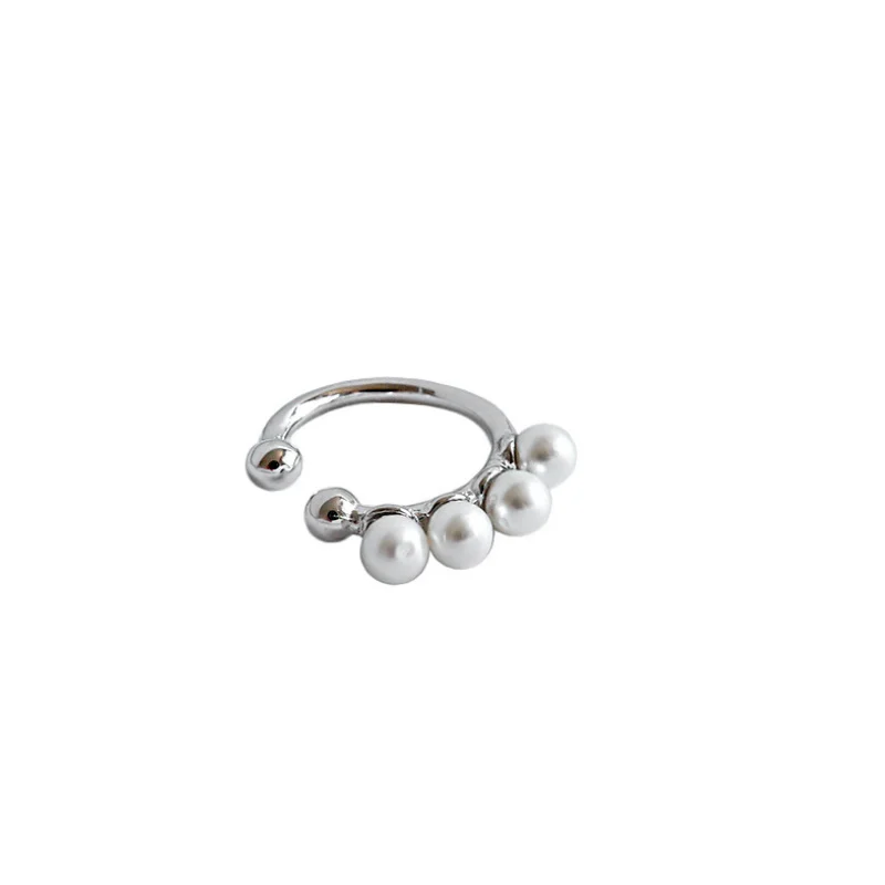 1pc Silver JShine 1 шт. корейский очаровательный S925 стерлинговые серебряный крючок для уха манжета мода шик имитация жемчуга бусины клипсы серьги без шт - Metal Color: 1pc Silver
