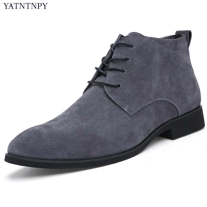 Clássico Masculina Couro Para Martin yellow Casual Black Genuíno Oxfords Bota De Camurça Yatntnpy Moda Homem Homens Botas Britânico gray Estilo Caz6qx