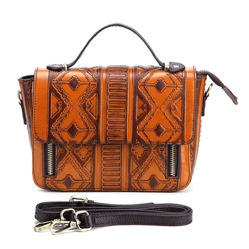 

High Quality Genuine Leather Women Top-Handle Bags First Layer Cowhide Vintage Handbag Cross Body Ladies Messenger Shoulder Bag