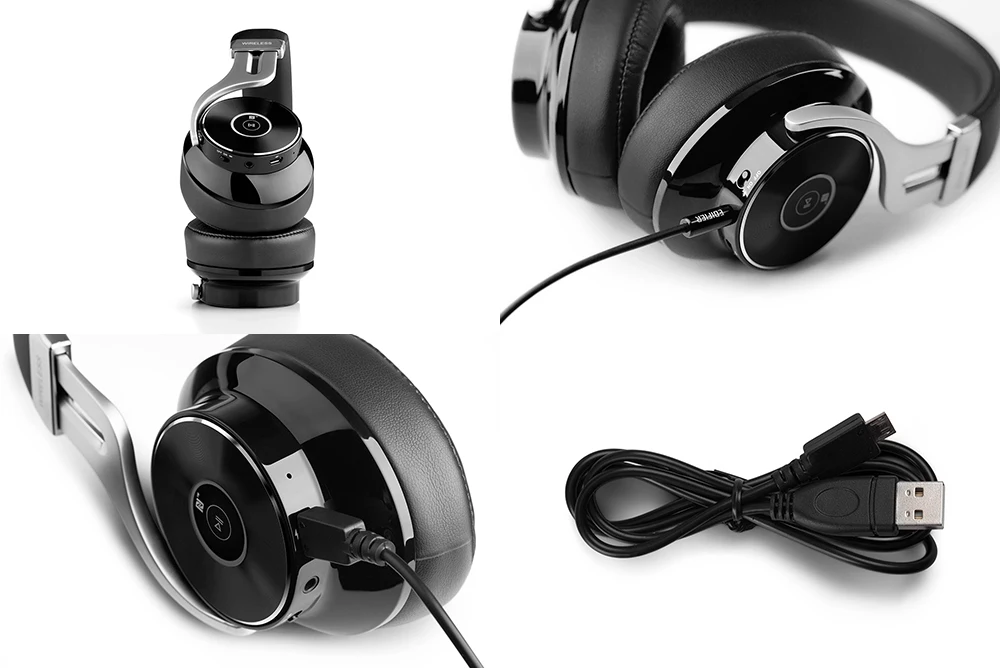 EDIFIER W855BT Накладные наушники Bluetooth HD стерео музыкальные беспроводные наушники BT 4,1 с микрофоном 3,5 мм AUX кабель игровая гарнитура