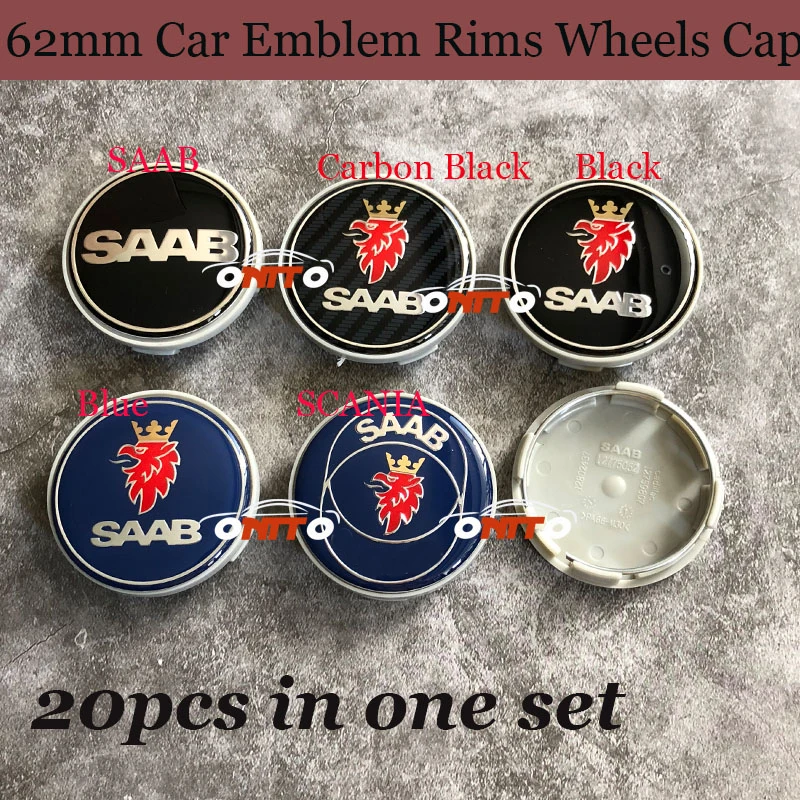 

20pcs/lot 62mm CCar wheel hub caps ar emblem Logo Badge labe For SAAB 9-3 9-5 93 95 BJ SCS Rim wheel label Auto Styling Covers