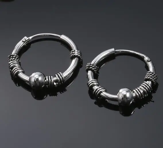 Европейское винтажное серебряное кольцо серьги круг ручная работа классная маленькая серьга-кольцо для женщин Bijoux модное ювелирное изделие - Окраска металла: 4