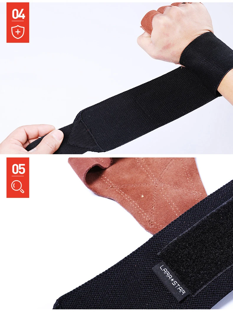  Leather Weight Lifting Gloves with Wrist Wraps Hand Grips for Palm Protection Crossfit Weightliftin