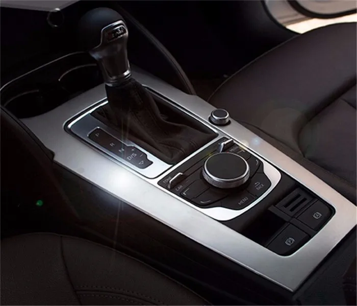Stainless Steel Console Gear Shift CD Panel Cover Trim For Audi A3 8V 12-15 Audio Speaker Water Cup Decal Trim Interior Molding  (3)