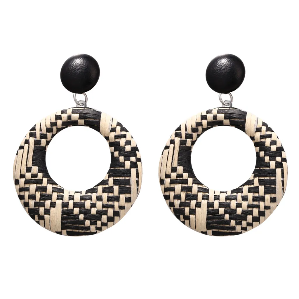 

Stylish Earrings Personality Simple Wood Geometric Round Boho Earrings Ladies Jewelry kolczyki boucle d'oreille femme 2019 L0507