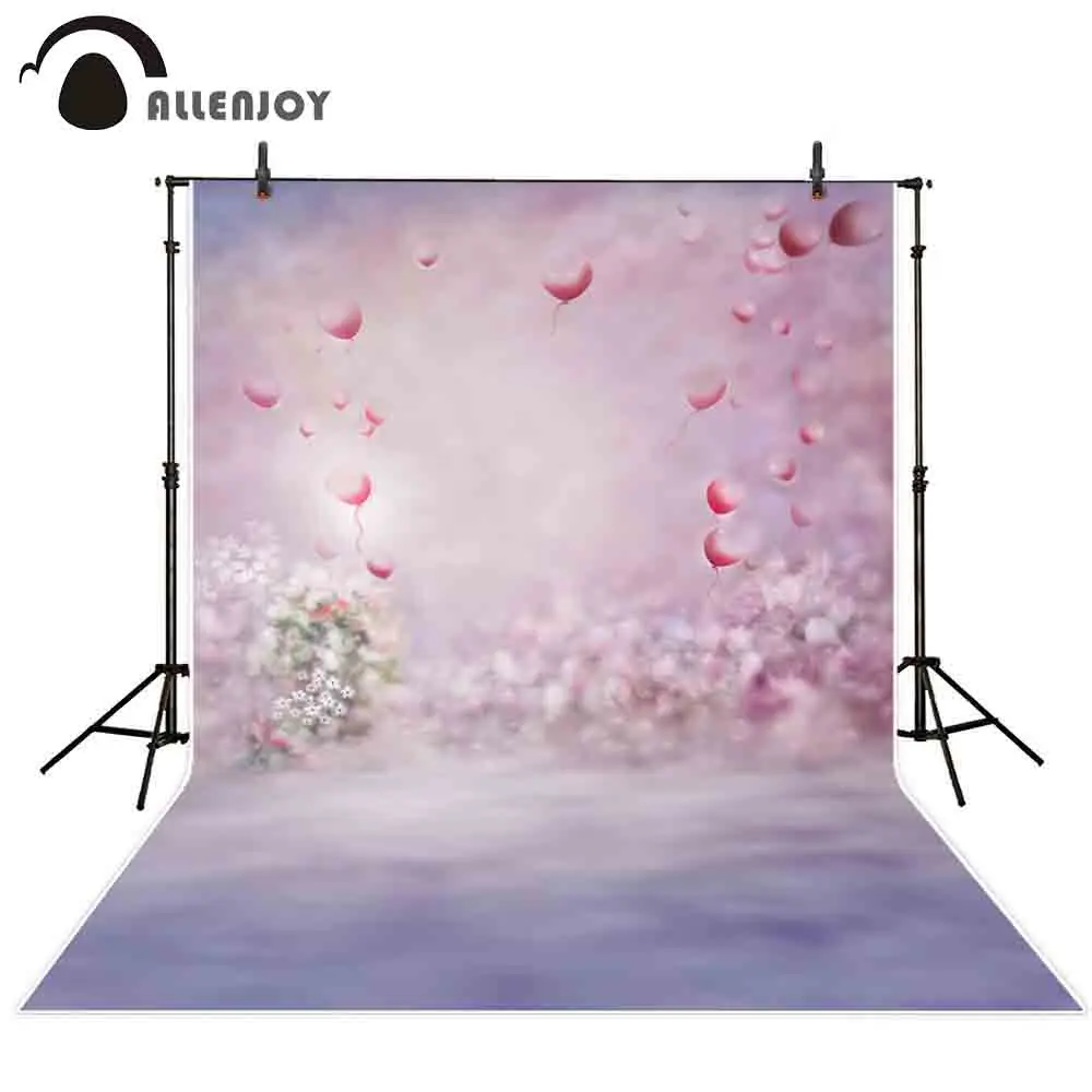 

Allenjoy bokeh flower photography background heart balloon wedding oil painting backdrop photobooth photocall studio